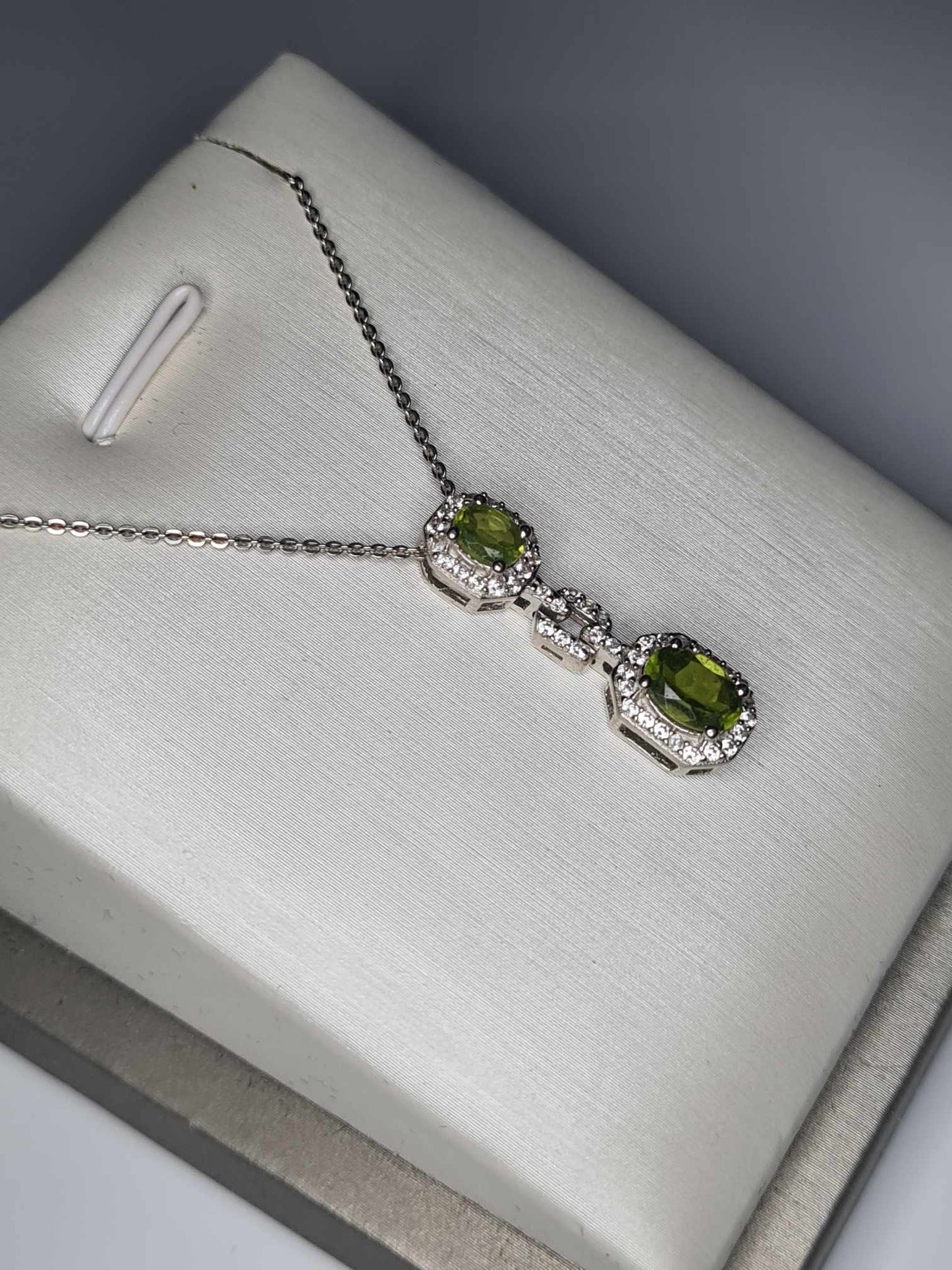 1.74 Ct. Vesuvianite and Natural Zircon Necklace 925 Sterling Silver