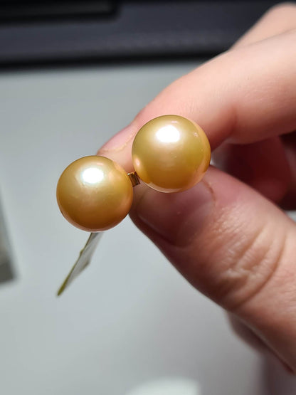 18K Gold AAA Peach Edison Pearl Earrings