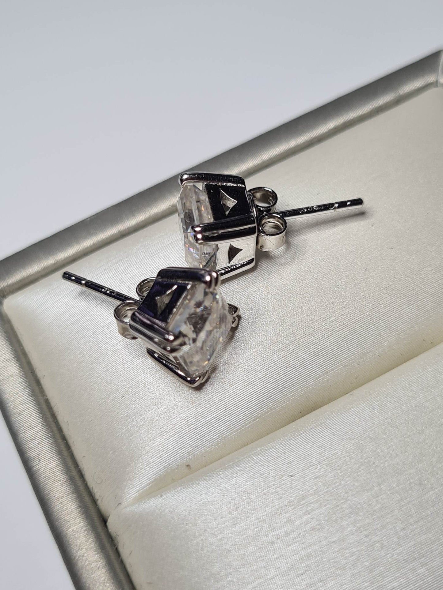 3.700ct Moissanite Asscher Cut Stud Earrings 925 Sterling Silver