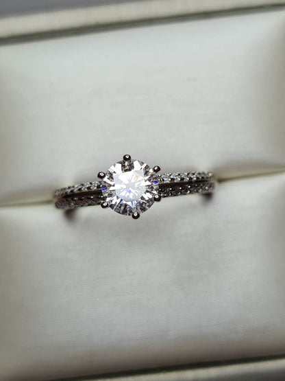 1.34 Ct. Moissanite Solitaire Ring 925 Sterling Silver SIZES Q, S