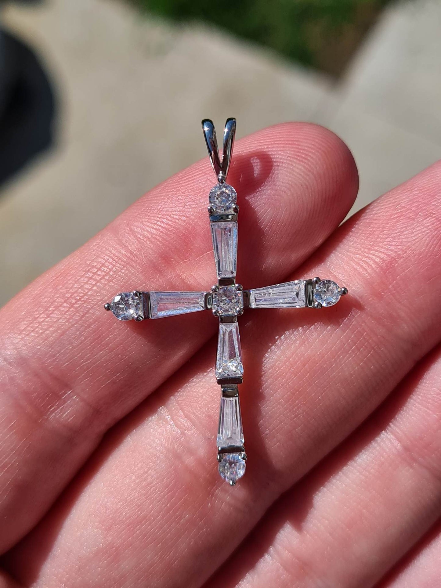 1.28ct Simulated Diamond Cross Pendant 925 Sterling Silver