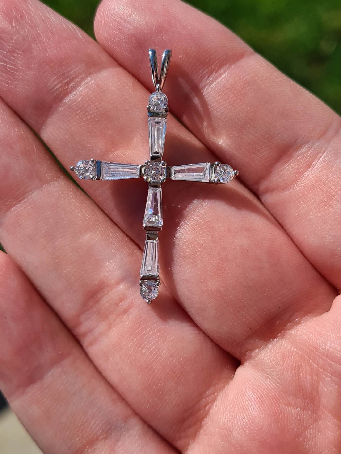 1.28ct Simulated Diamond Cross Pendant 925 Sterling Silver