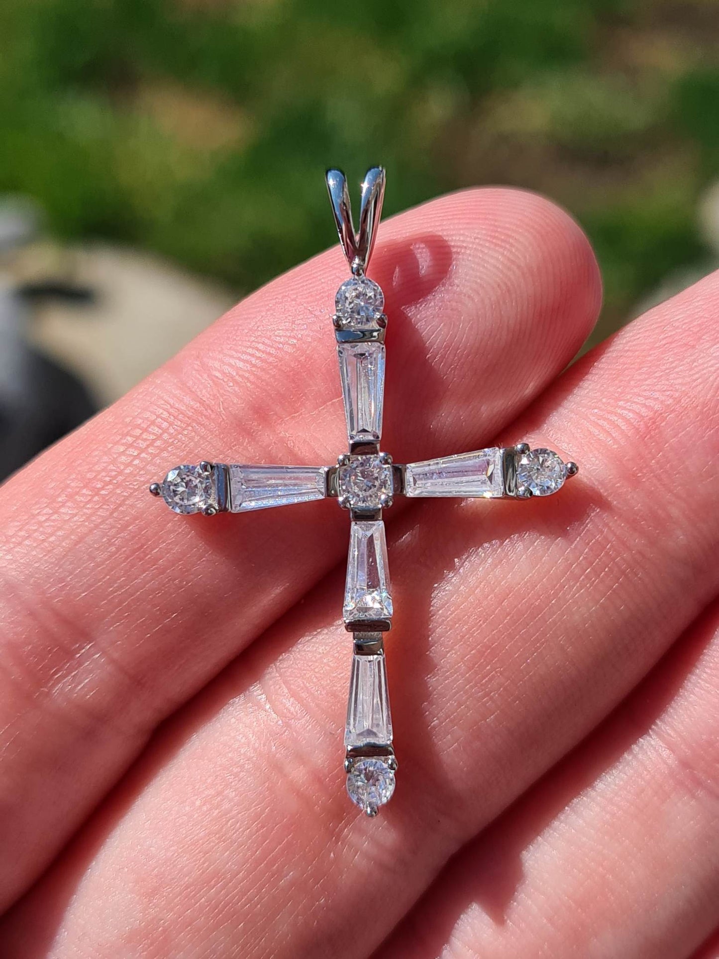 1.28ct Simulated Diamond Cross Pendant 925 Sterling Silver