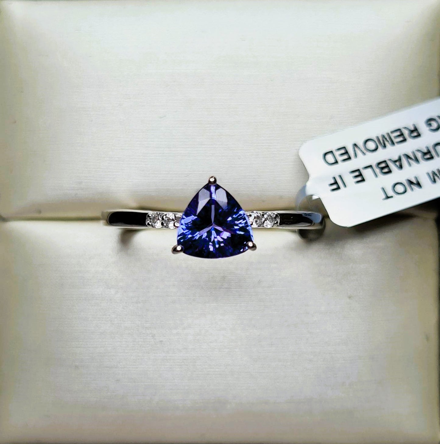 AA Tanzanite and Zircon Classic Solitaire Ring in 9K White Gold SIZE T