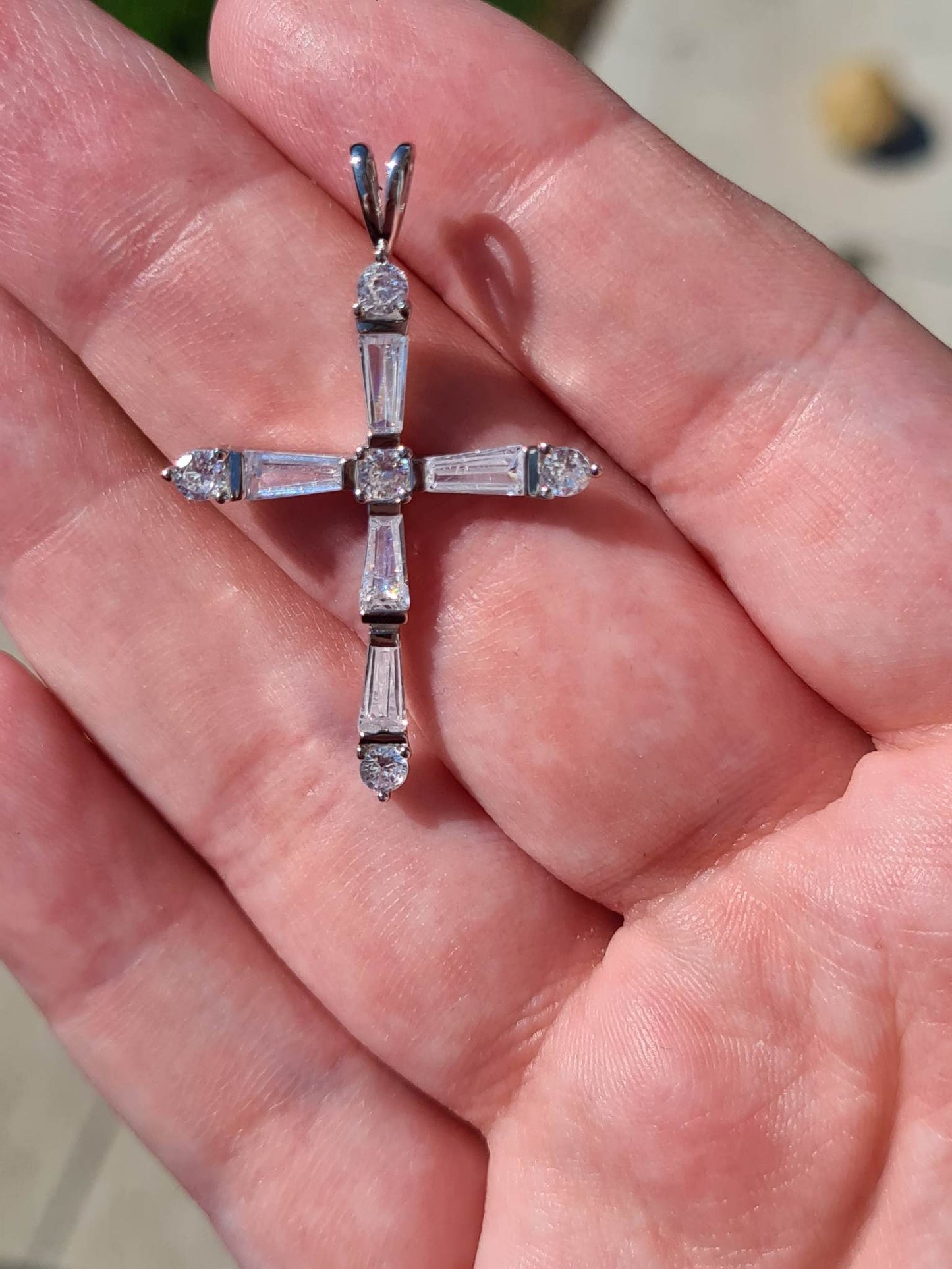 1.28ct Simulated Diamond Cross Pendant 925 Sterling Silver