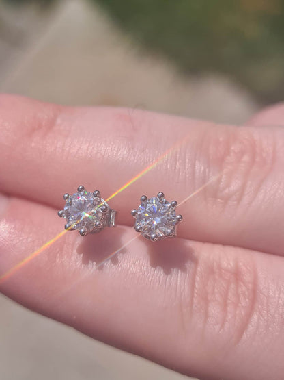 1.060ct Moissanite Halo Stud Earrings 925 Sterling Silver