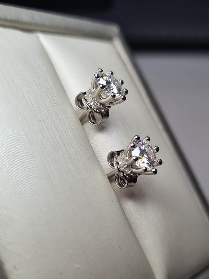 1.060ct Moissanite Halo Stud Earrings 925 Sterling Silver