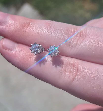 1.060ct Moissanite Halo Stud Earrings 925 Sterling Silver