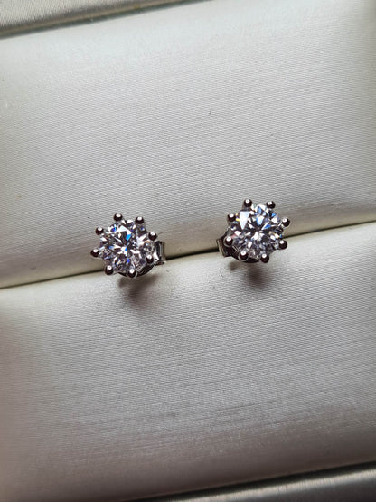 1.060ct Moissanite Halo Stud Earrings 925 Sterling Silver