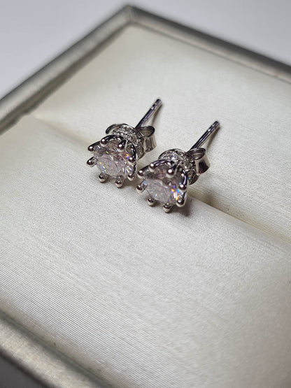 1.060ct Moissanite Halo Stud Earrings 925 Sterling Silver