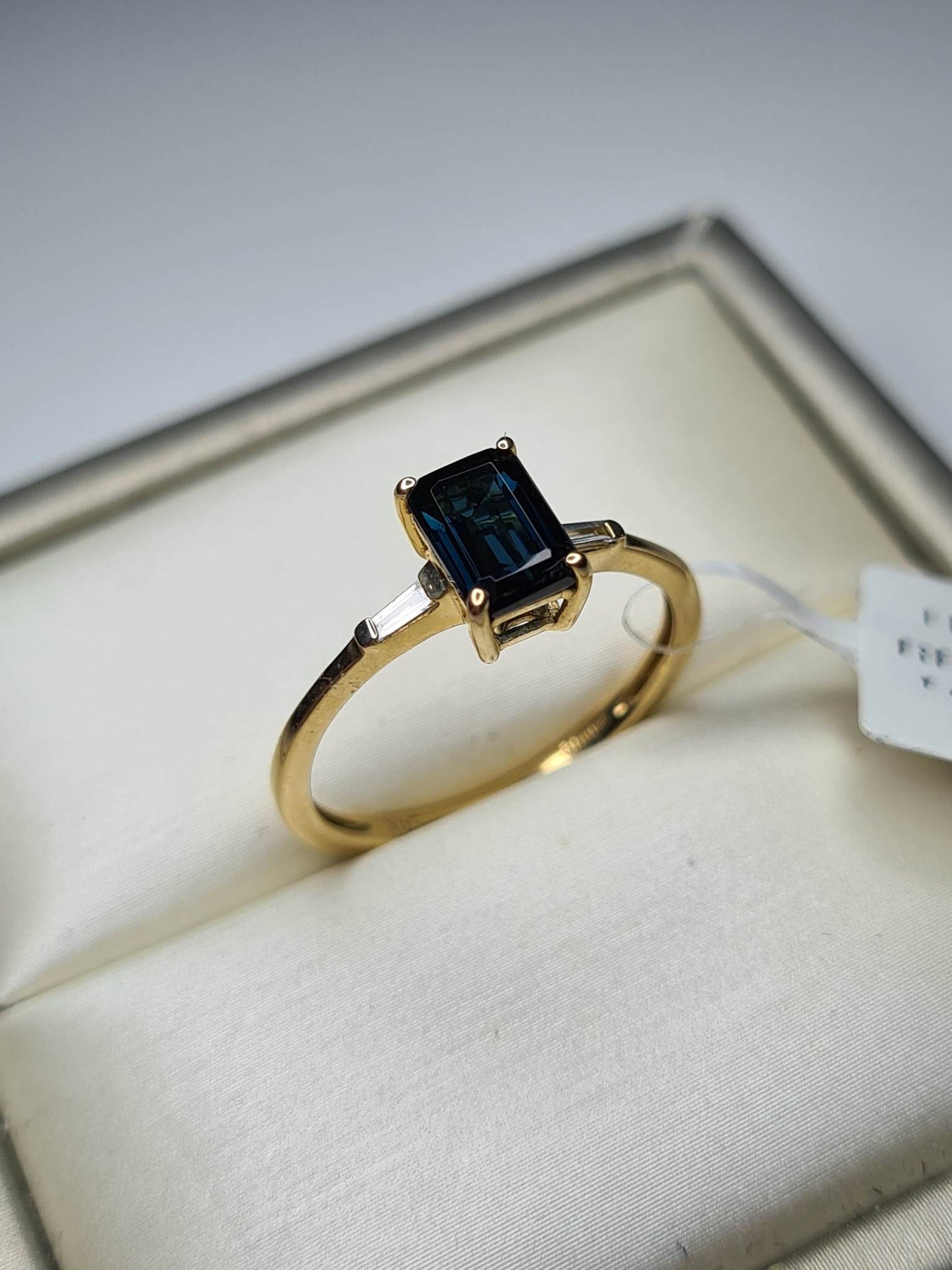 Monte Belo Indicolite and Diamond Ring in 14K Yellow Gold SIZE O