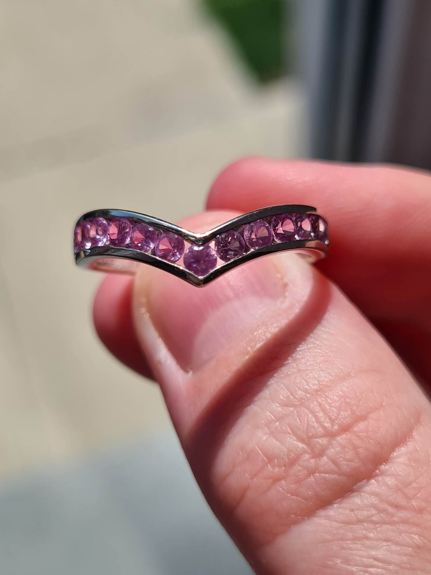 1.25 Ct AA Pink Sapphire Wishbone Ring in 9K White Gold SIZE T