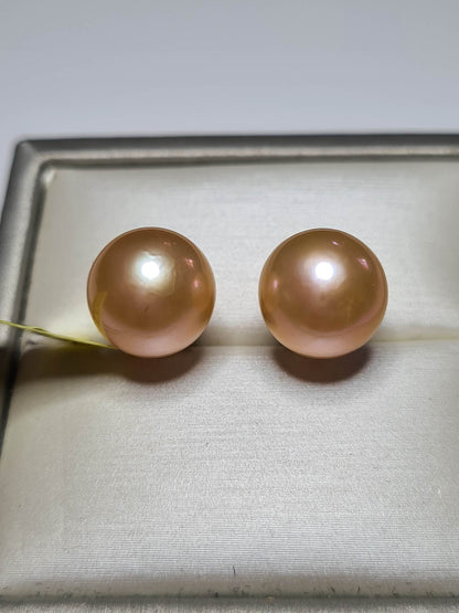 18K Gold AAA Peach Edison Pearl Earrings