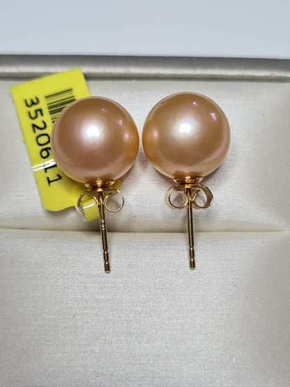 18K Gold AAA Peach Edison Pearl Earrings