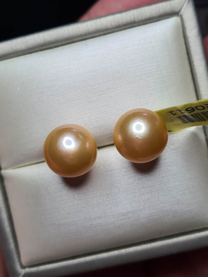 18K Gold AAA Peach Edison Pearl Earrings