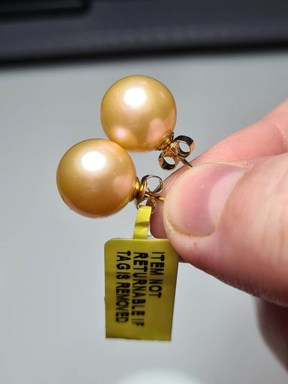 18K Gold AAA Peach Edison Pearl Earrings