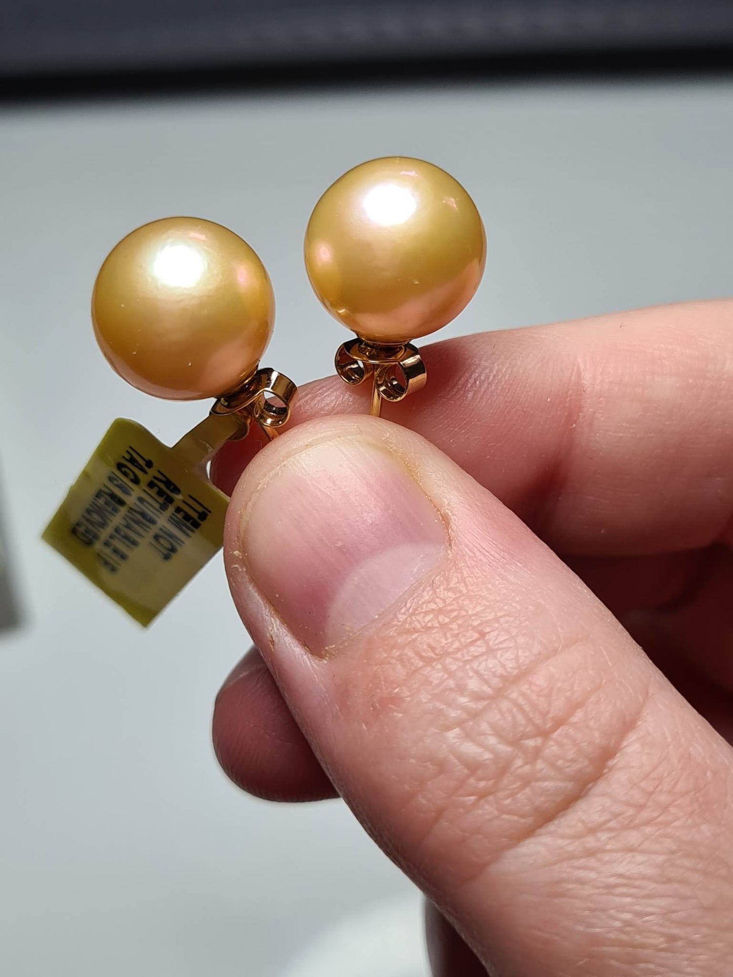 18K Gold AAA Peach Edison Pearl Earrings