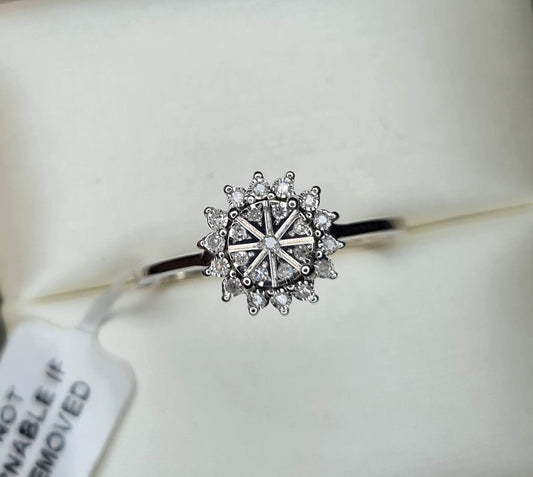 Natural Diamond Floral Style Halo Ring SIZE S