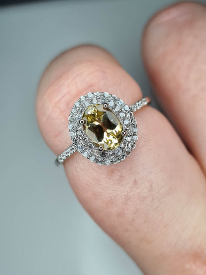 9K AA Imperial Topaz and Zircon Halo Ring SIZE S