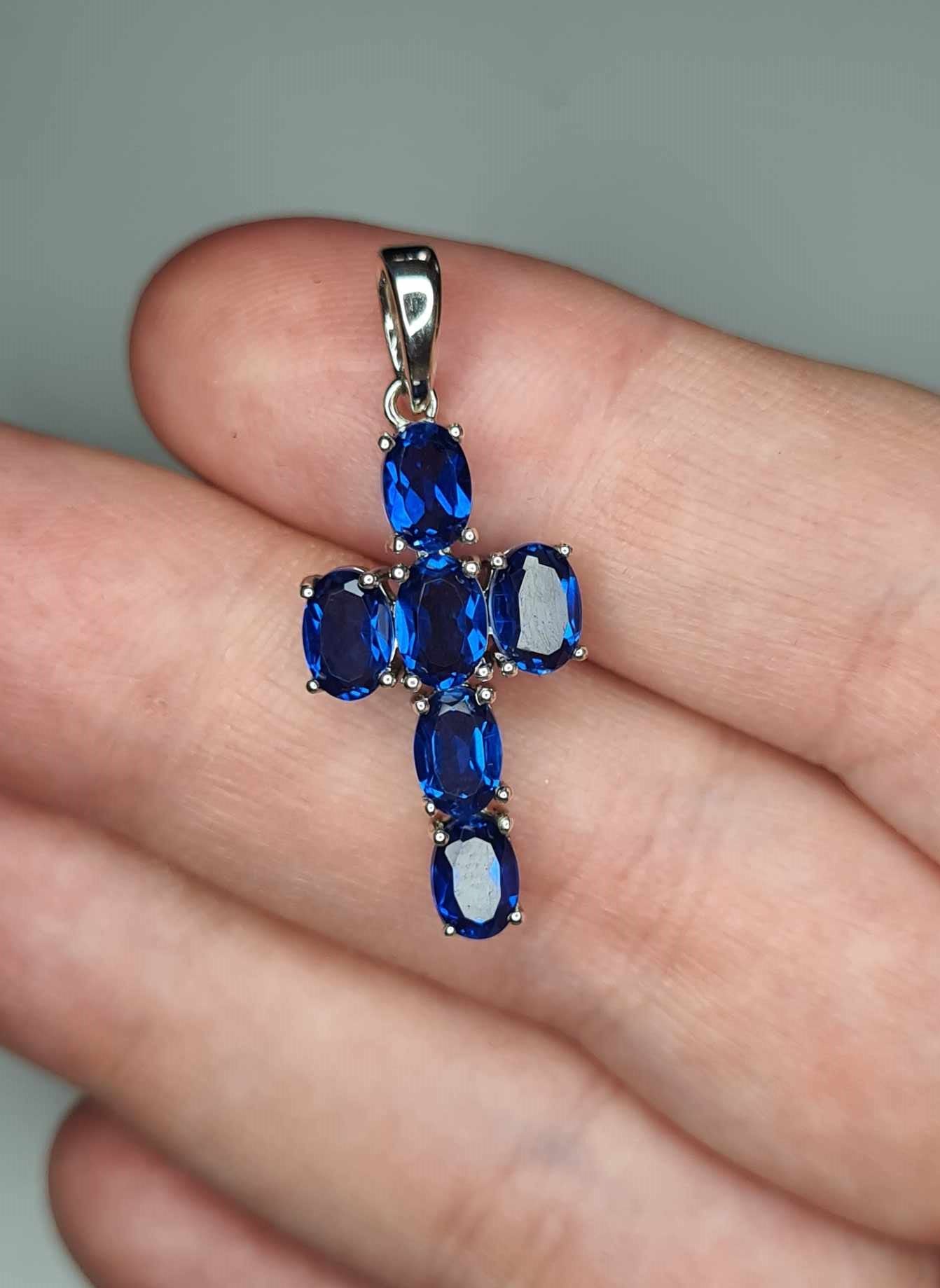 3.10ct Ceylon Colour Quartz Cross Pendant 925 Sterling Silver