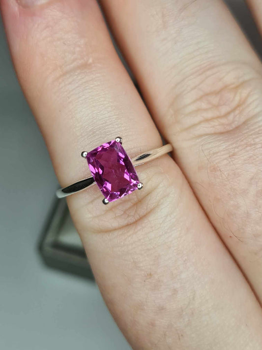 1.714ct Patroke Kunzite Quartz Solitaire Ring 925 Sterling Silver SIZE O