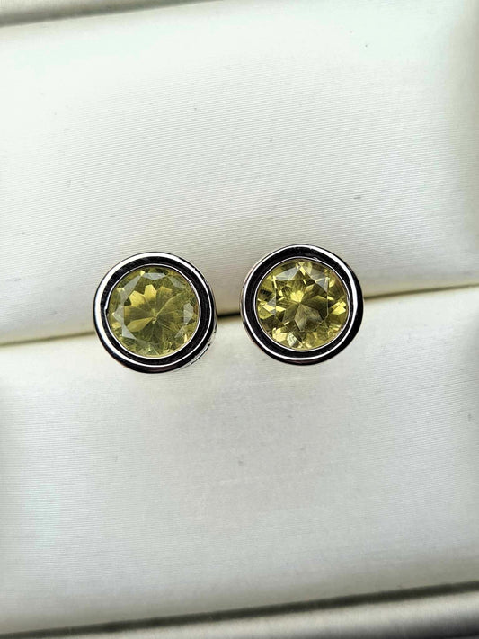 2.31ct Ouro Verde Quartz Solitaire Stud Earrings in Platinum Overlay Sterling Silver