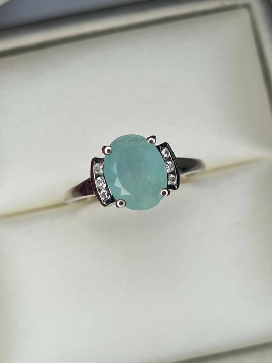 1.980 Ct Grandidierite And Natural Cambodian Zircon Ring in 925 Sterling Silver SIZE M