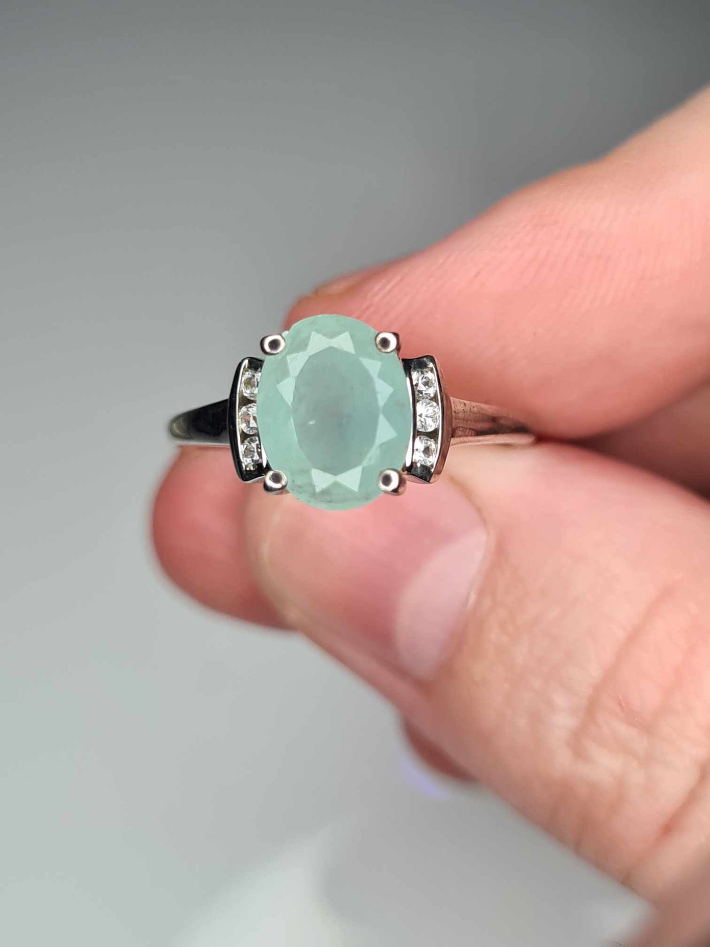 1.980 Ct Grandidierite And Natural Cambodian Zircon Ring in 925 Sterling Silver SIZE M