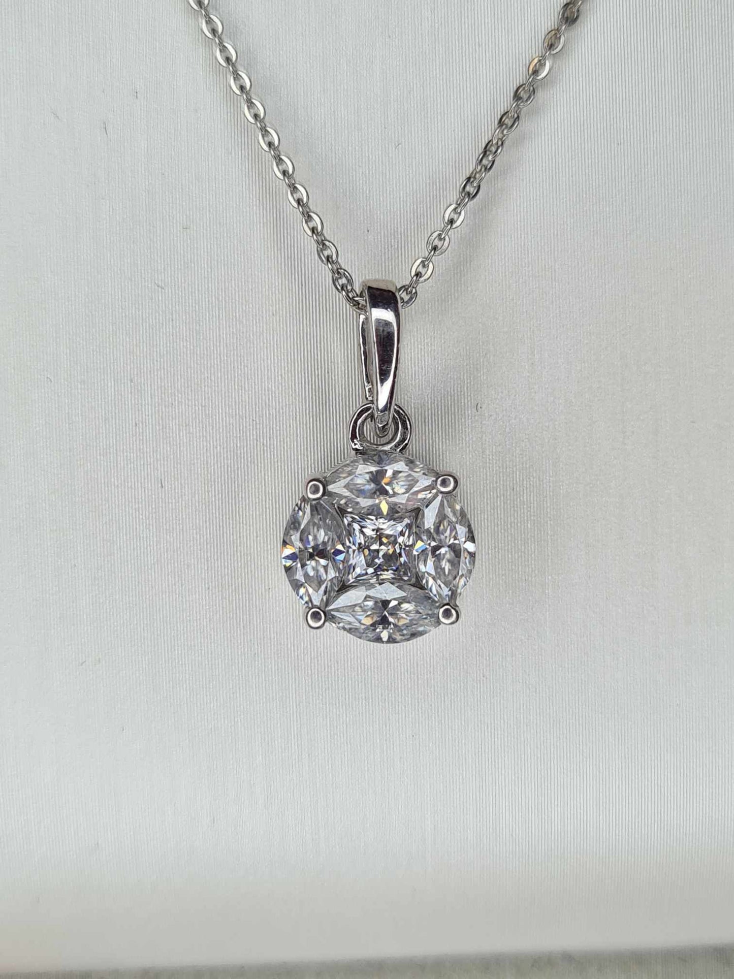 1.12 Ct Moissanite Necklace 925 Sterling Silver Platinum Overlay