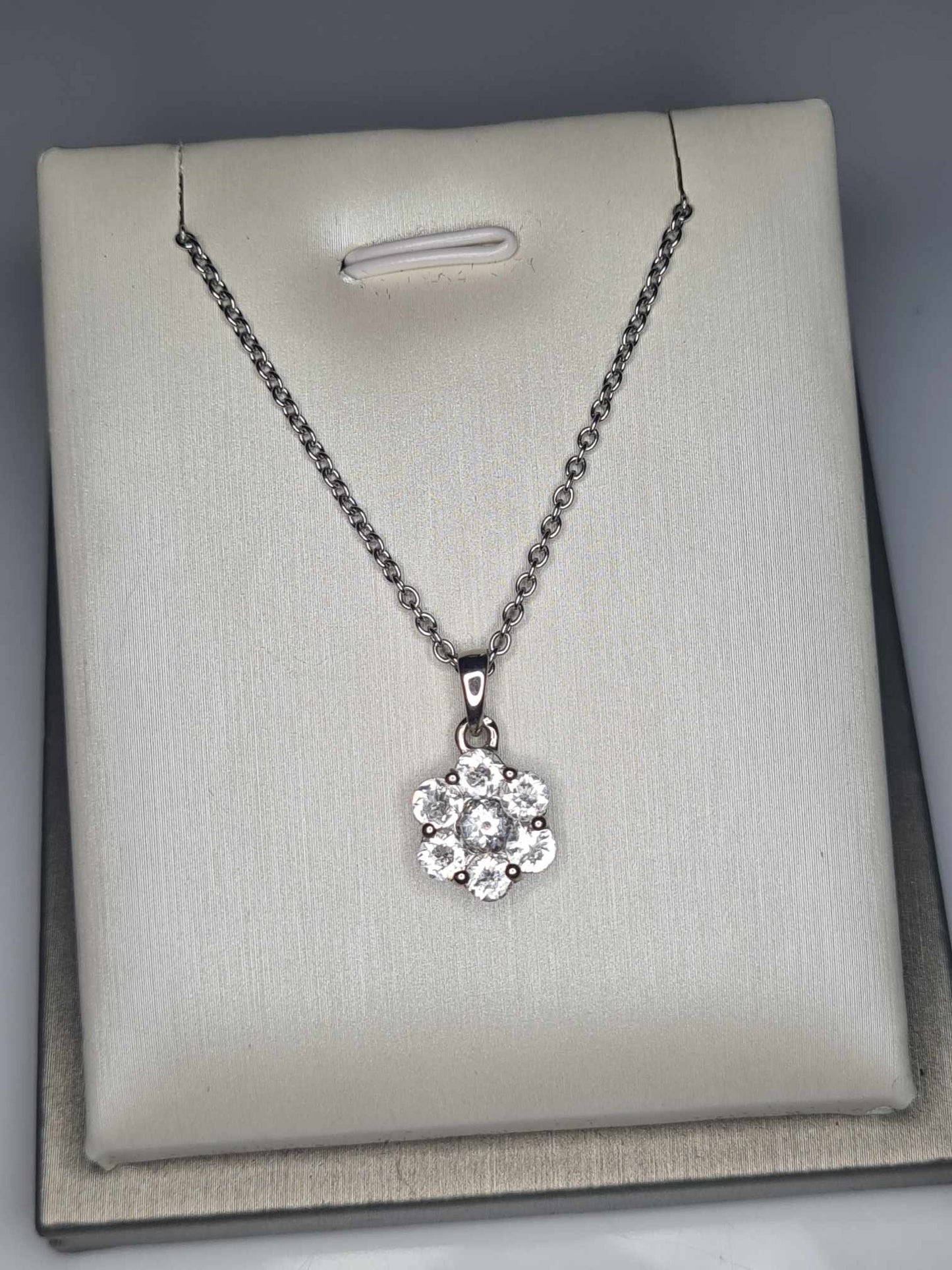 1.12ct Petalite Floral Necklace 925 Sterling Silver platinum overlay