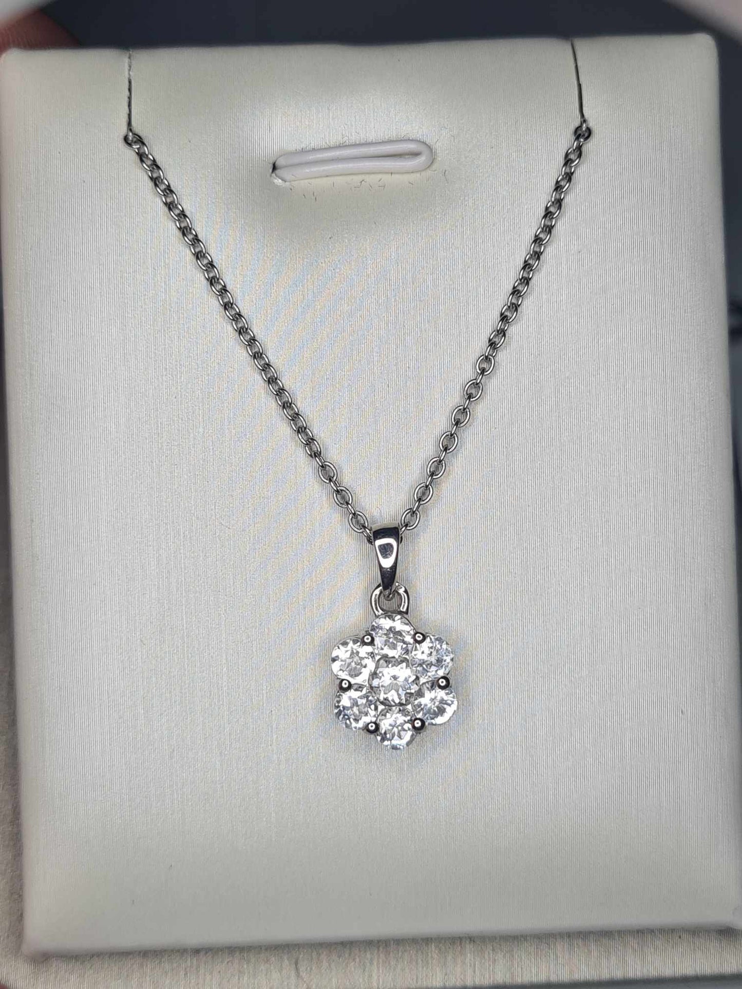 1.12ct Petalite Floral Necklace 925 Sterling Silver platinum overlay