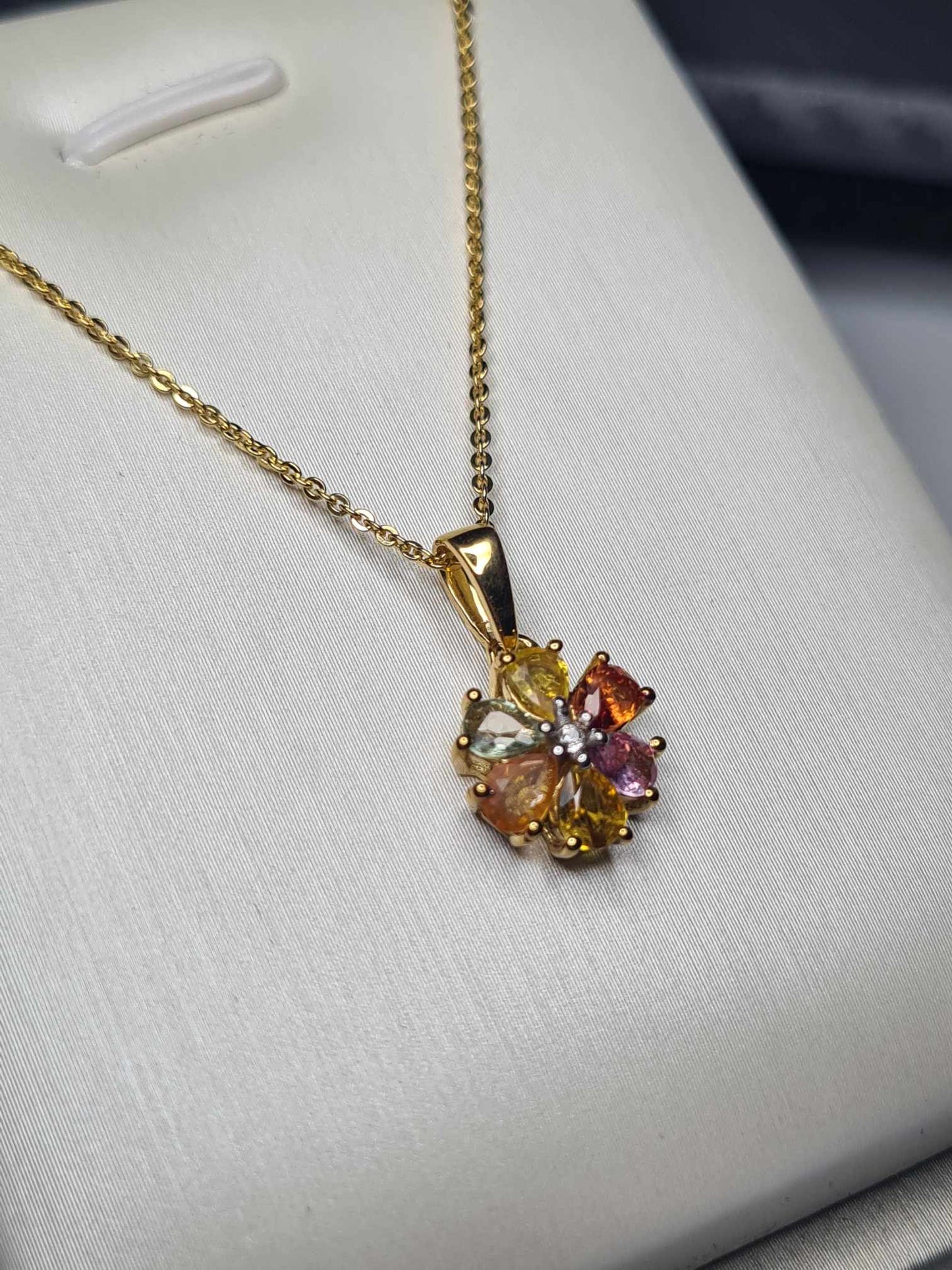 1.03ct Rainbow Sapphire and Natural Zircon Necklace in 18K Gold Overlay 925 Sterling Silver