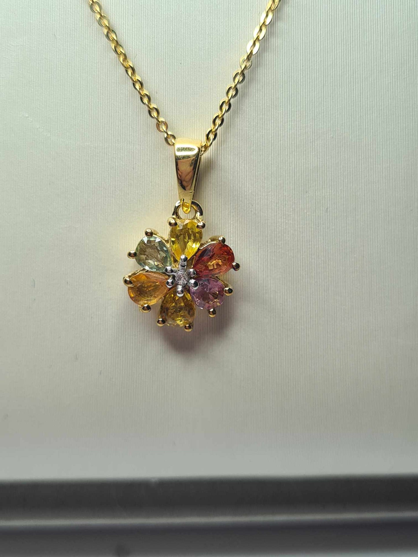 1.03ct Rainbow Sapphire and Natural Zircon Necklace in 18K Gold Overlay 925 Sterling Silver