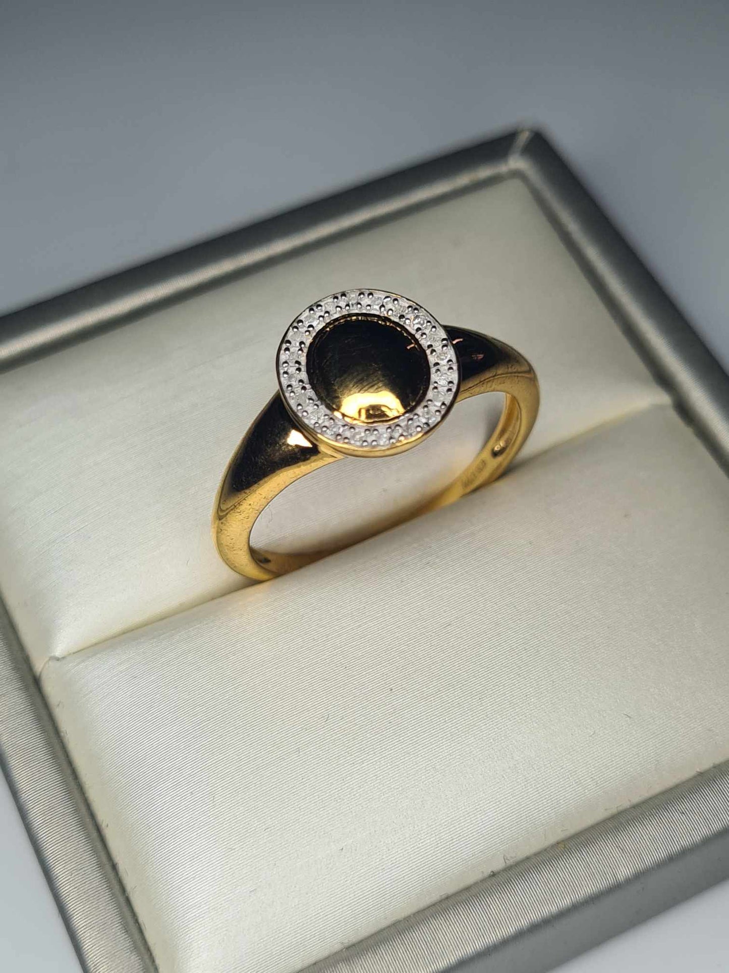 Men's Natural Diamond Halo Ring Yellow Gold Overlay 925 Sterling Silver SIZE V