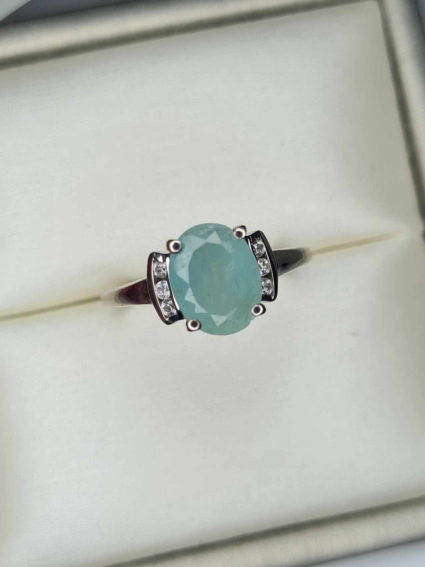 1.980 Ct Grandidierite And Natural Cambodian Zircon Ring in 925 Sterling Silver SIZE M