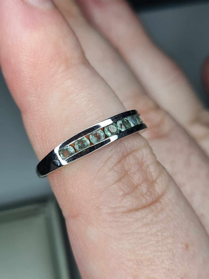 Alexandrite Half Eternity Ring in Platinum Overlay 925 Sterling Silver SIZES M , N