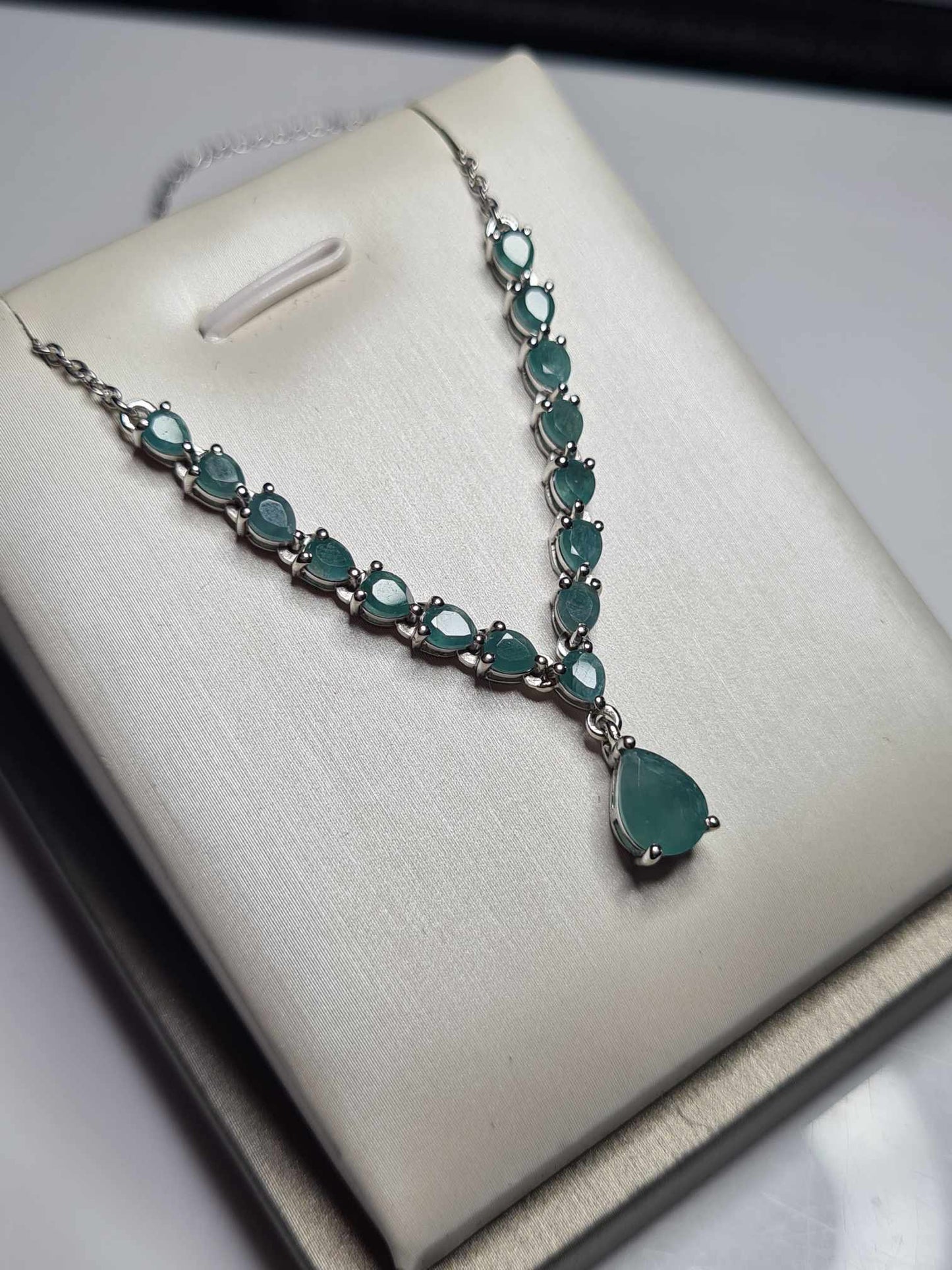 3.35ct Grandidierite Necklace Platinum Overlay 925 Sterling Silver