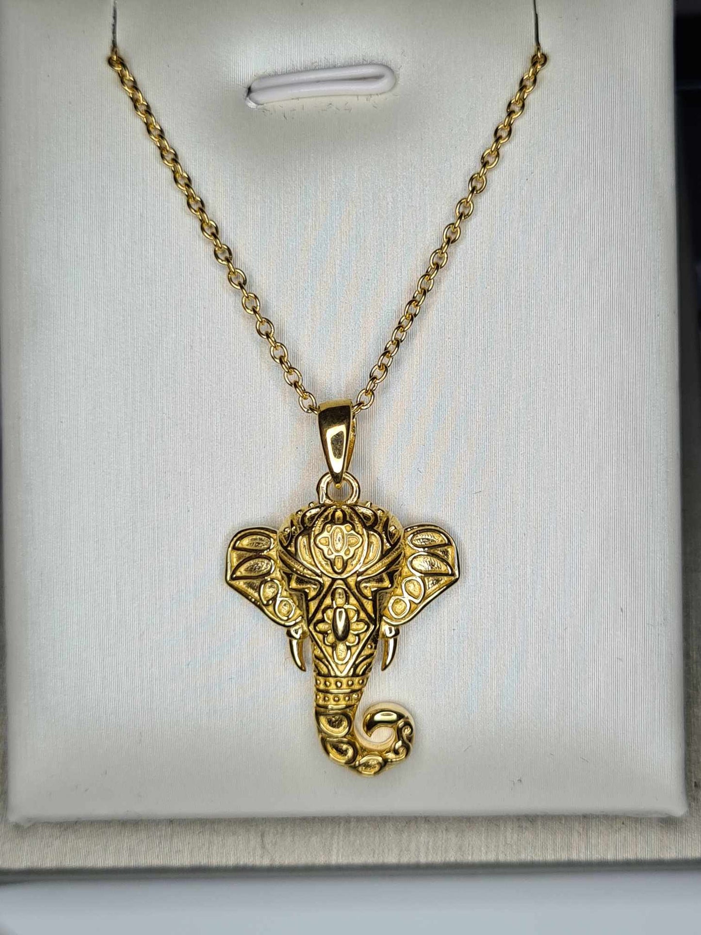 Elephant Necklace 18K Gold Overlay 925 Sterling Silver