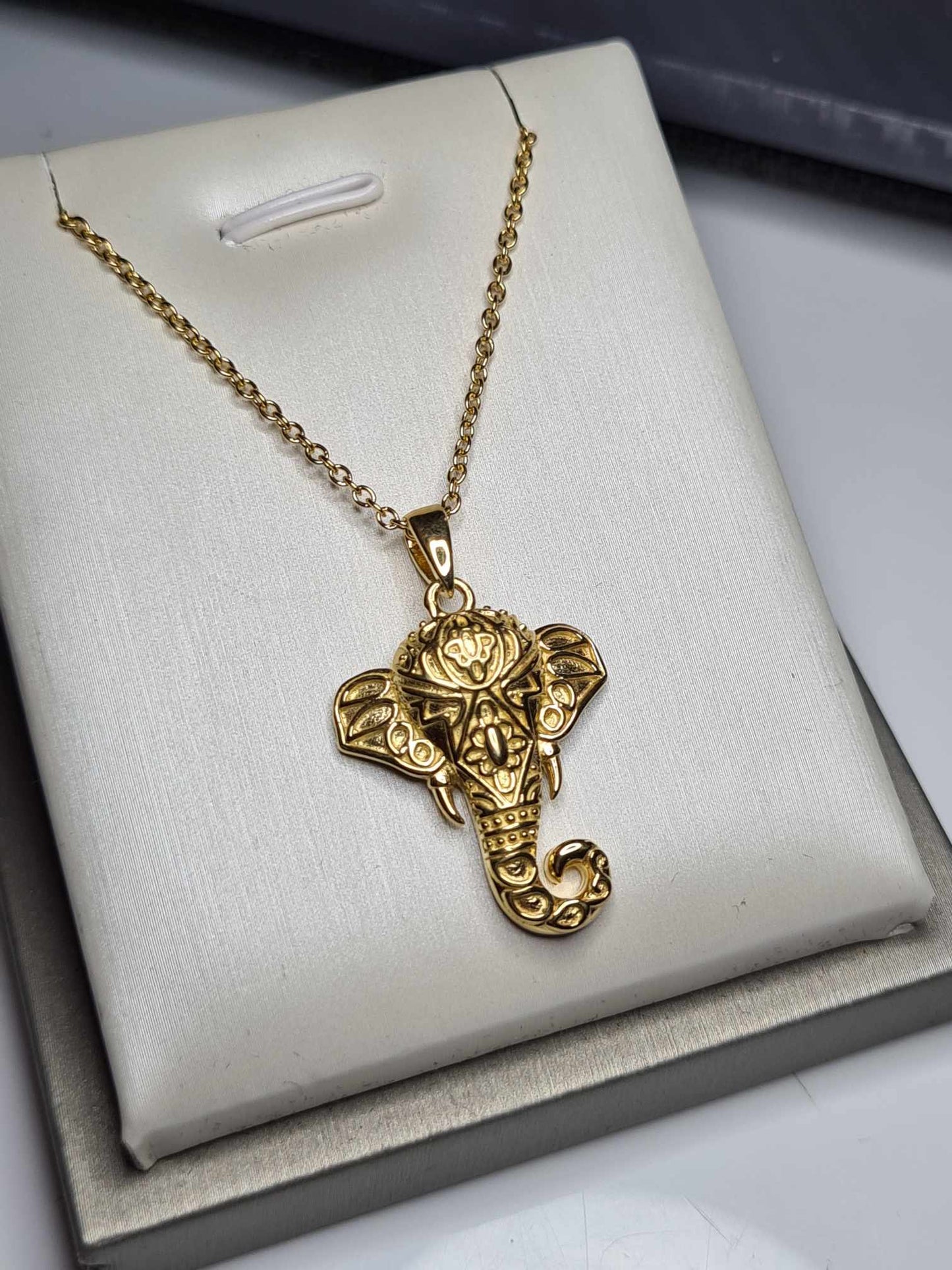 Elephant Necklace 18K Gold Overlay 925 Sterling Silver