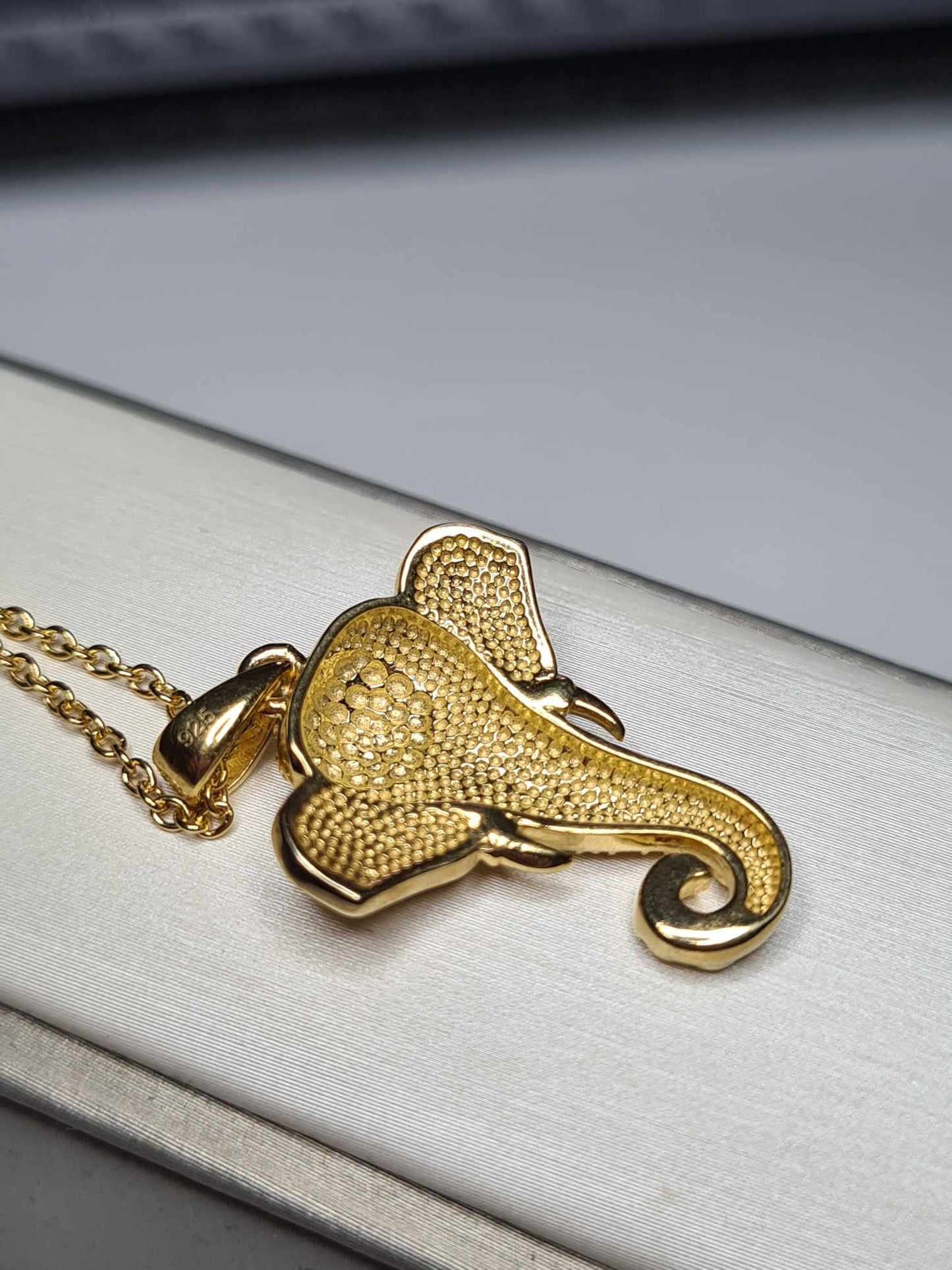 Elephant Necklace 18K Gold Overlay 925 Sterling Silver