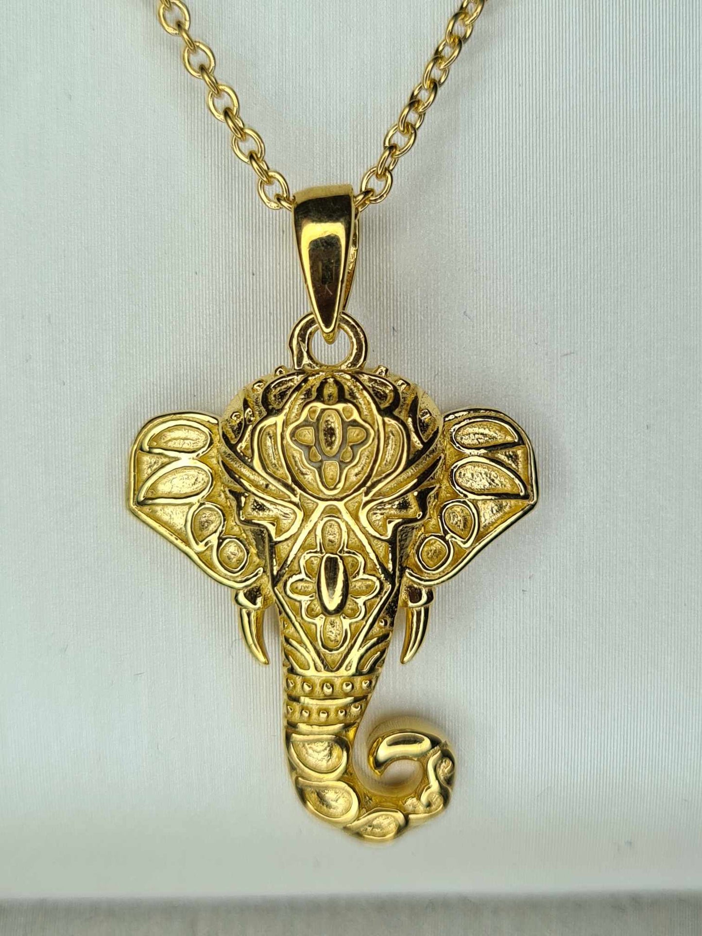 Elephant Necklace 18K Gold Overlay 925 Sterling Silver