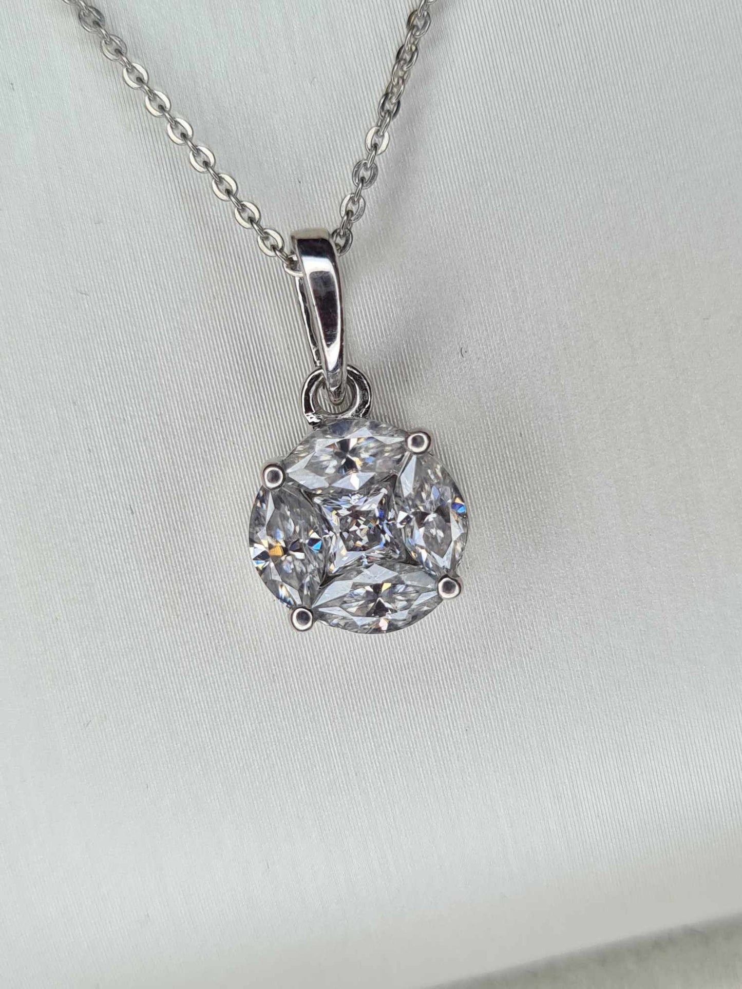 1.12 Ct Moissanite Necklace 925 Sterling Silver Platinum Overlay