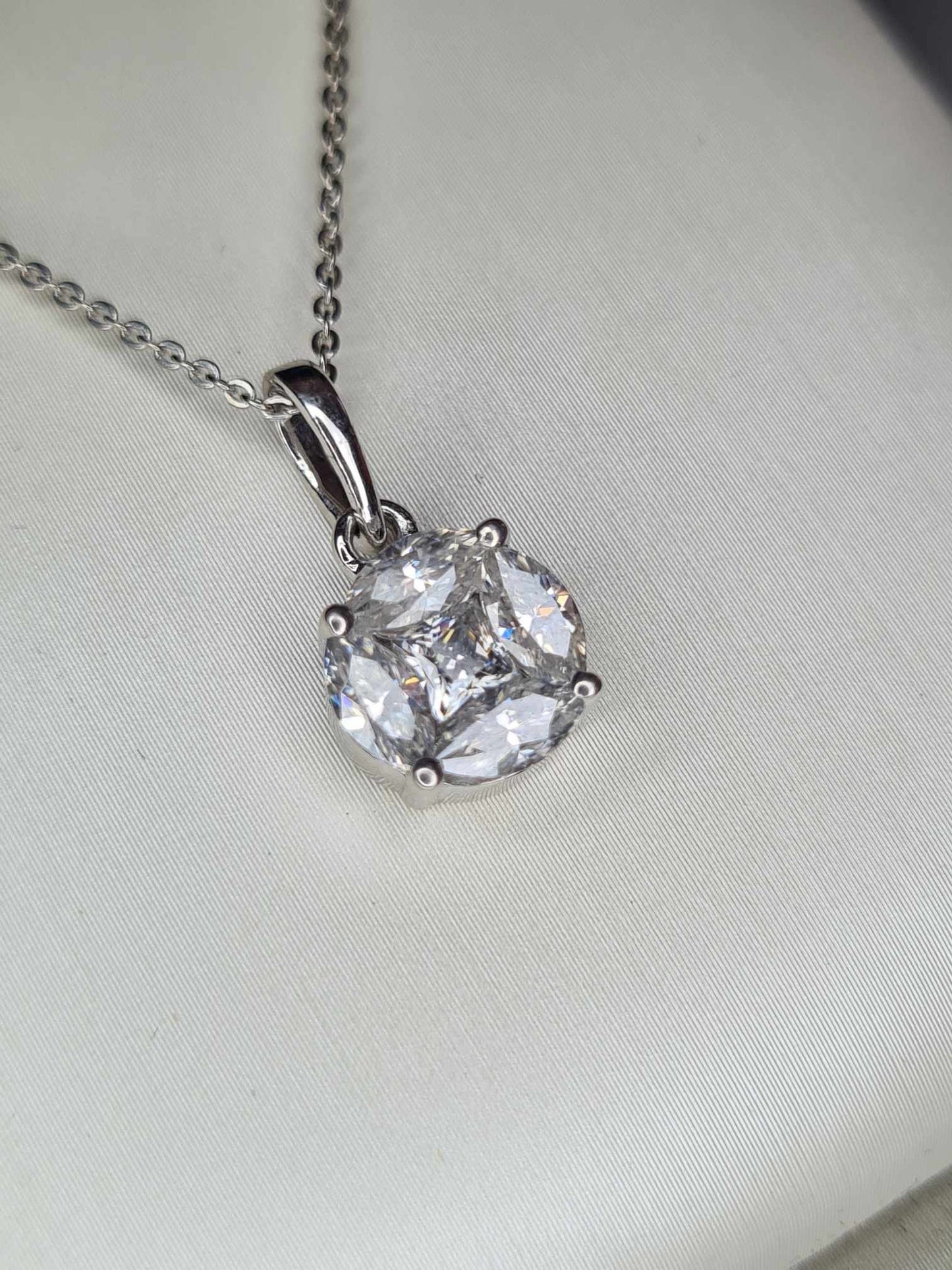 1.12 Ct Moissanite Necklace 925 Sterling Silver Platinum Overlay