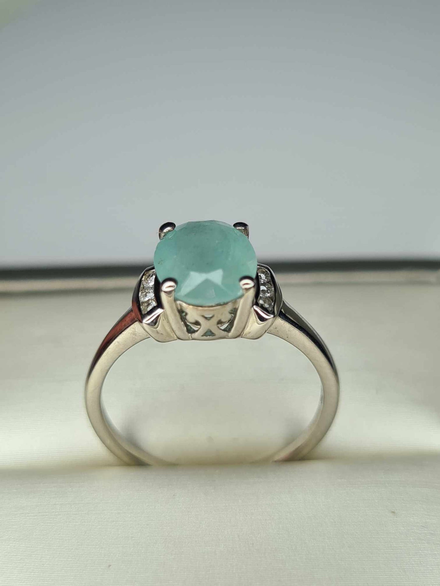 1.980 Ct Grandidierite And Natural Cambodian Zircon Ring in 925 Sterling Silver SIZE M