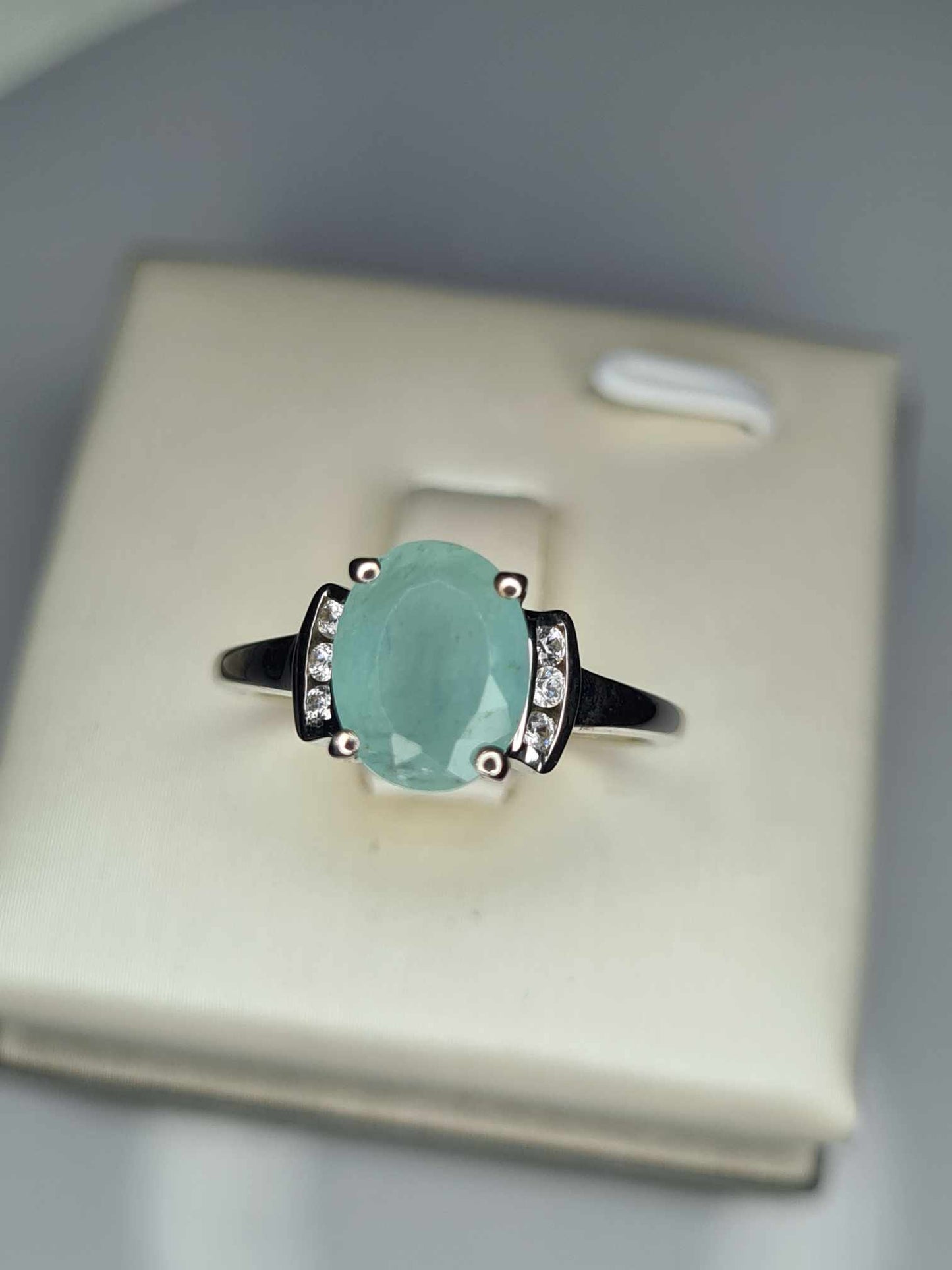 1.980 Ct Grandidierite And Natural Cambodian Zircon Ring in 925 Sterling Silver SIZE M