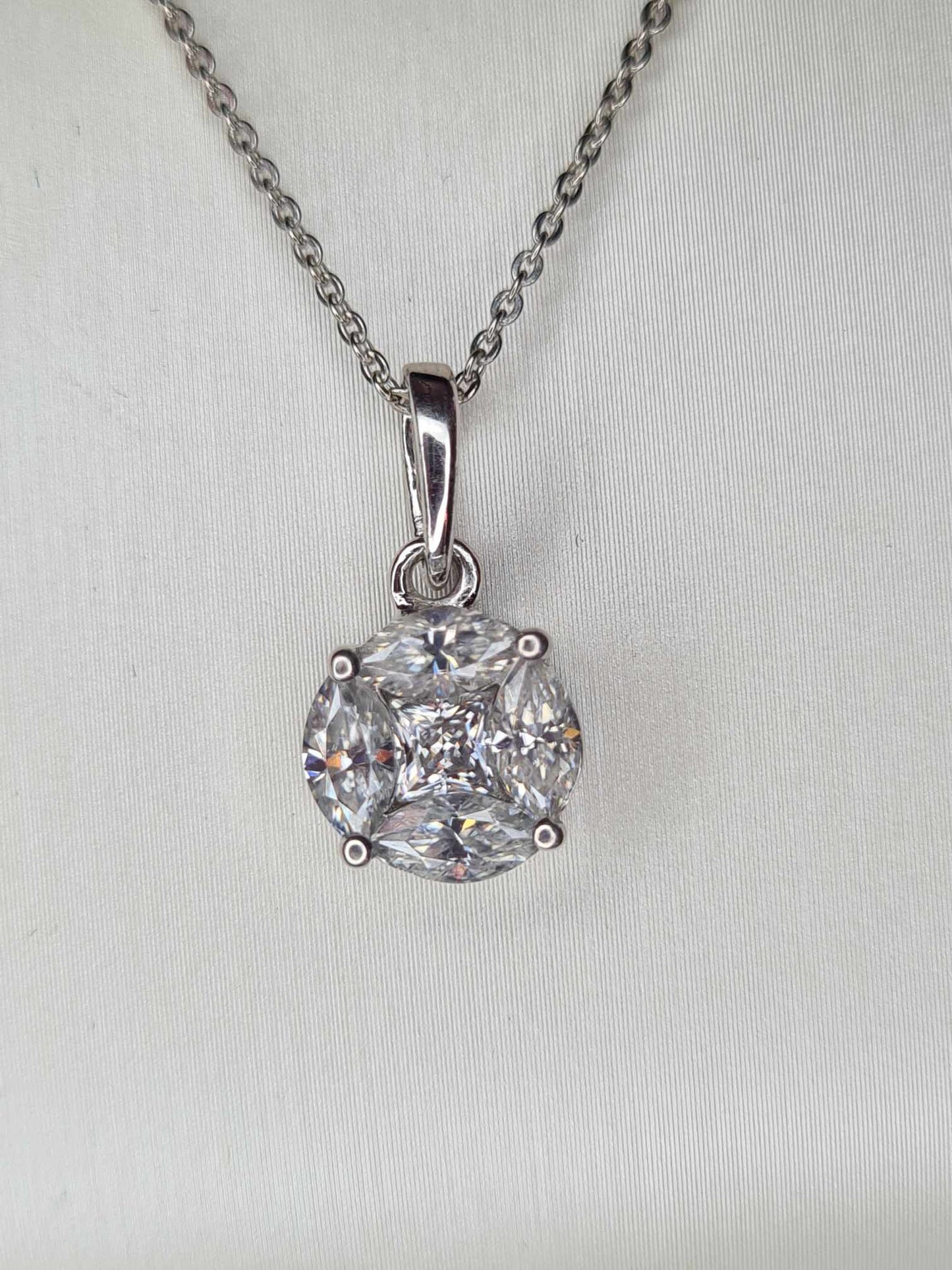 1.12 Ct Moissanite Necklace 925 Sterling Silver Platinum Overlay