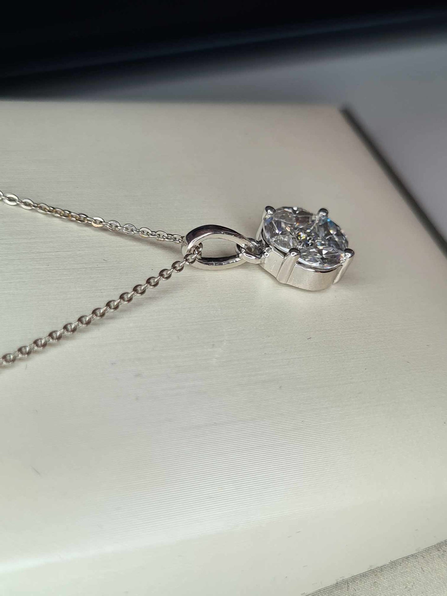 1.12 Ct Moissanite Necklace 925 Sterling Silver Platinum Overlay