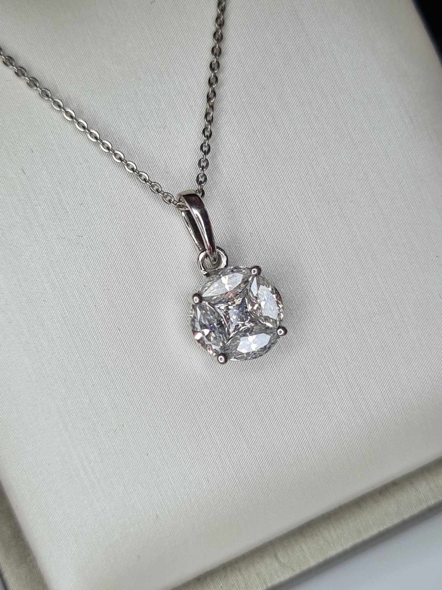 1.12 Ct Moissanite Necklace 925 Sterling Silver Platinum Overlay