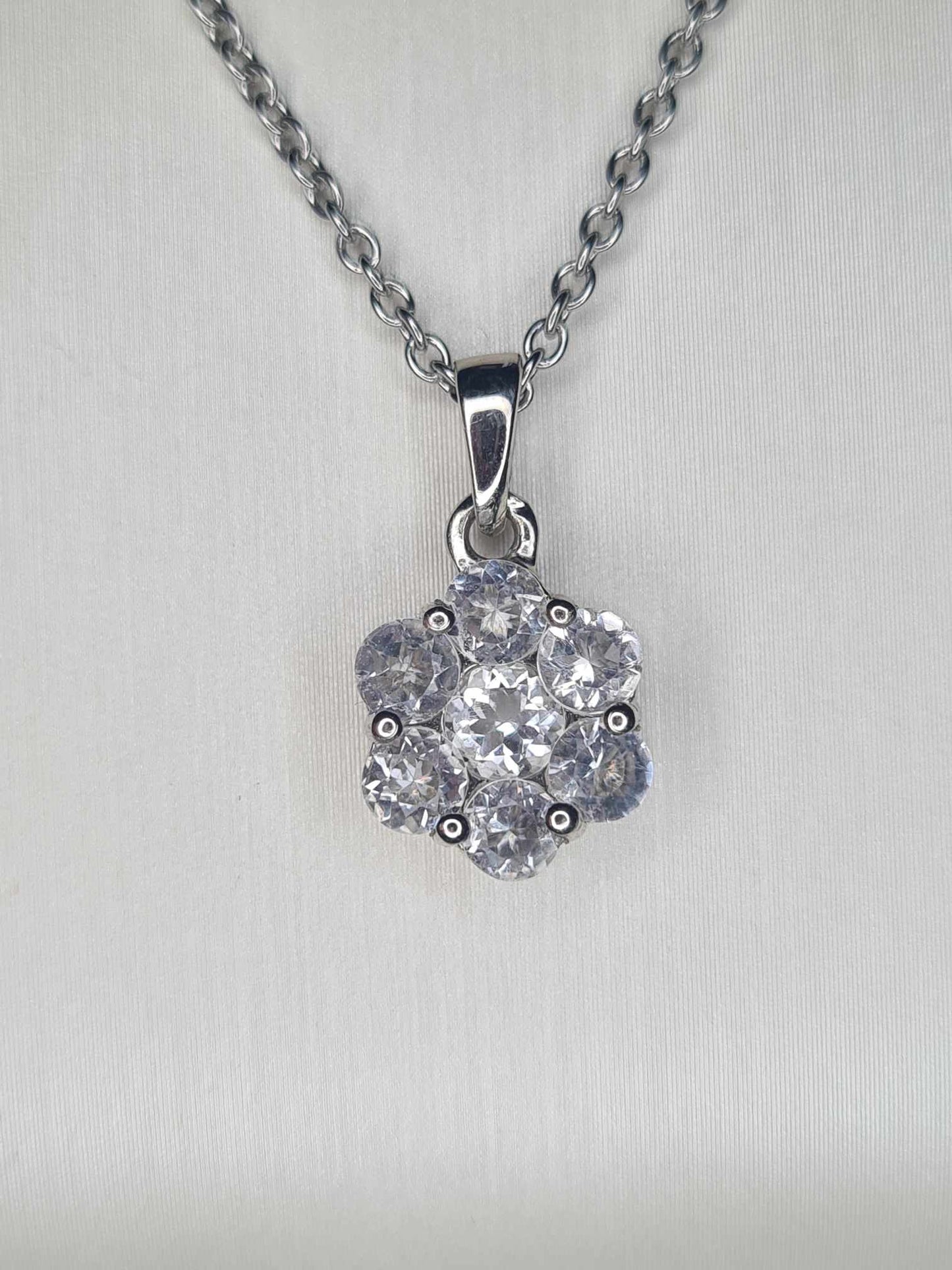 1.12ct Petalite Floral Necklace 925 Sterling Silver platinum overlay