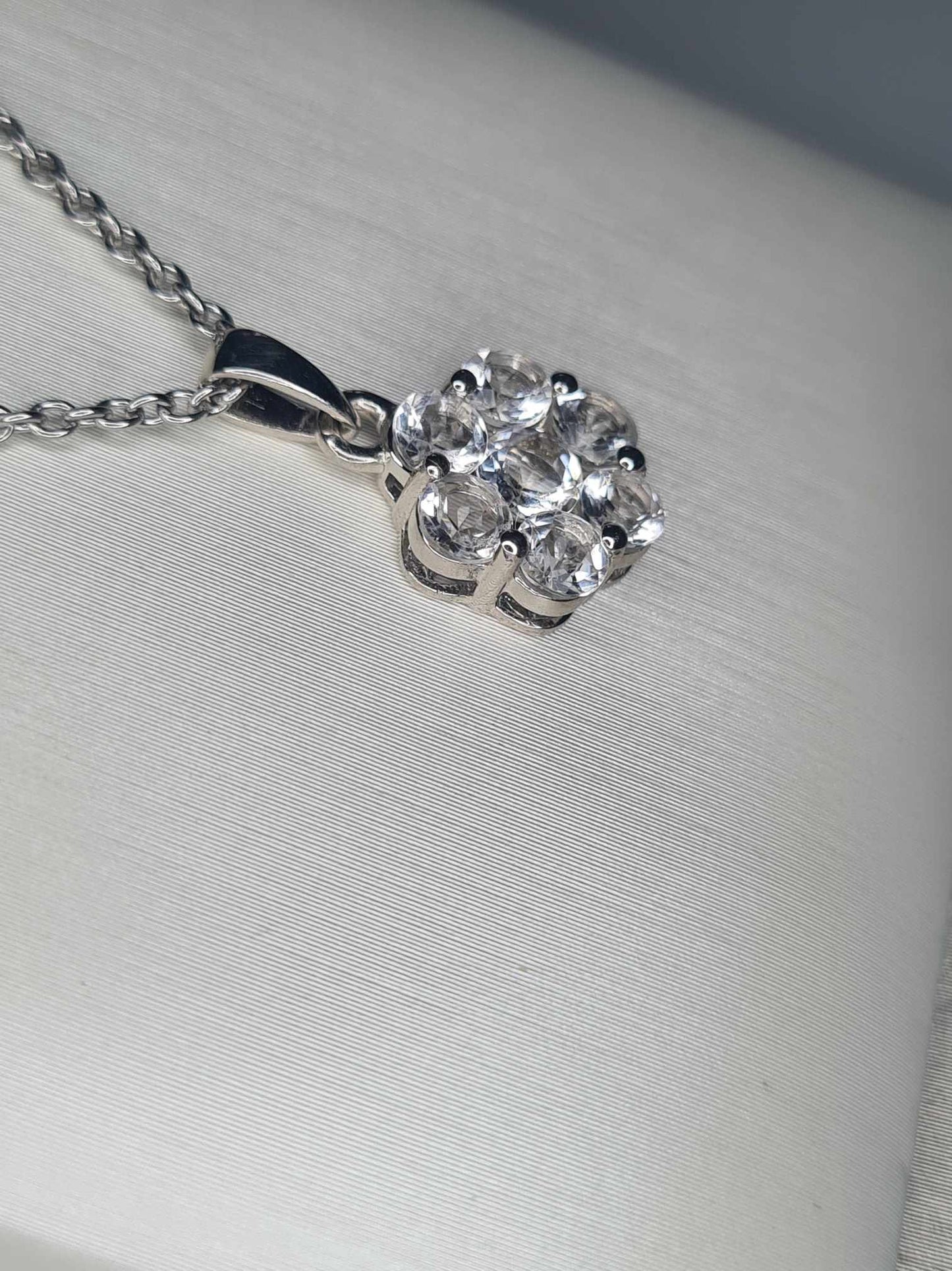 1.12ct Petalite Floral Necklace 925 Sterling Silver platinum overlay